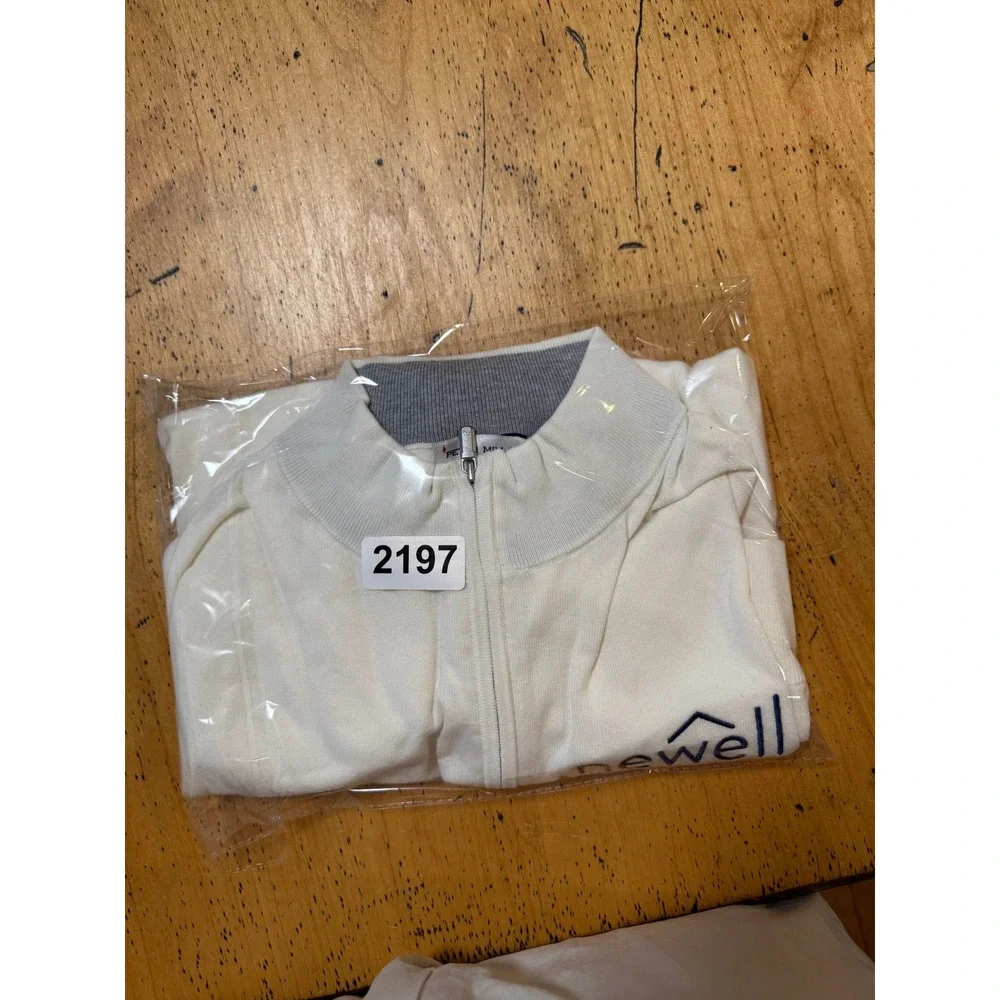 New w Tags Peter Millar Size L Mens Ivory White Newell Brands 1/4 Zip Pullover